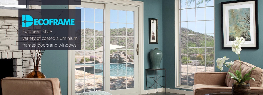 DECOFRAME coated aluminium doors and windows in a living room
